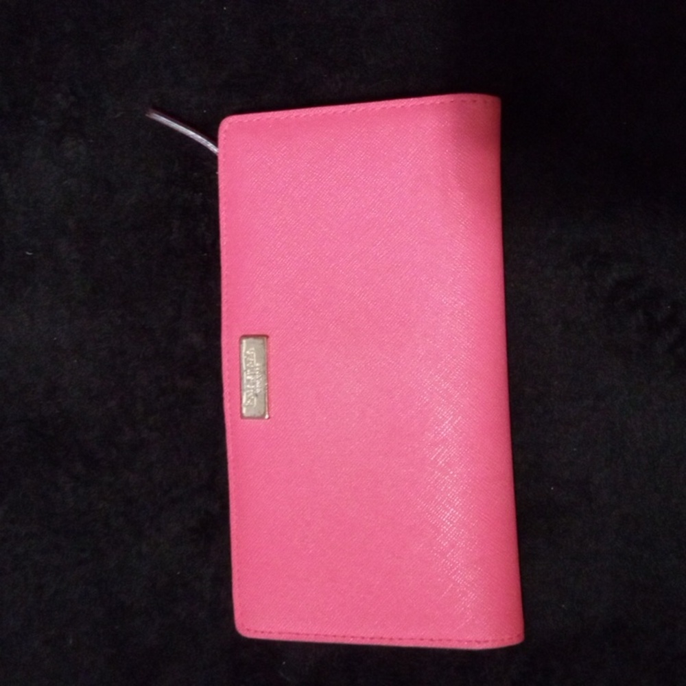 Kate Spade Pink Soft Leather Wallet (small blemish on back) gold zippers
